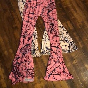 Pink romper bell bottoms